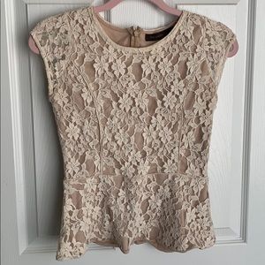 Cream Lace Peplum Top